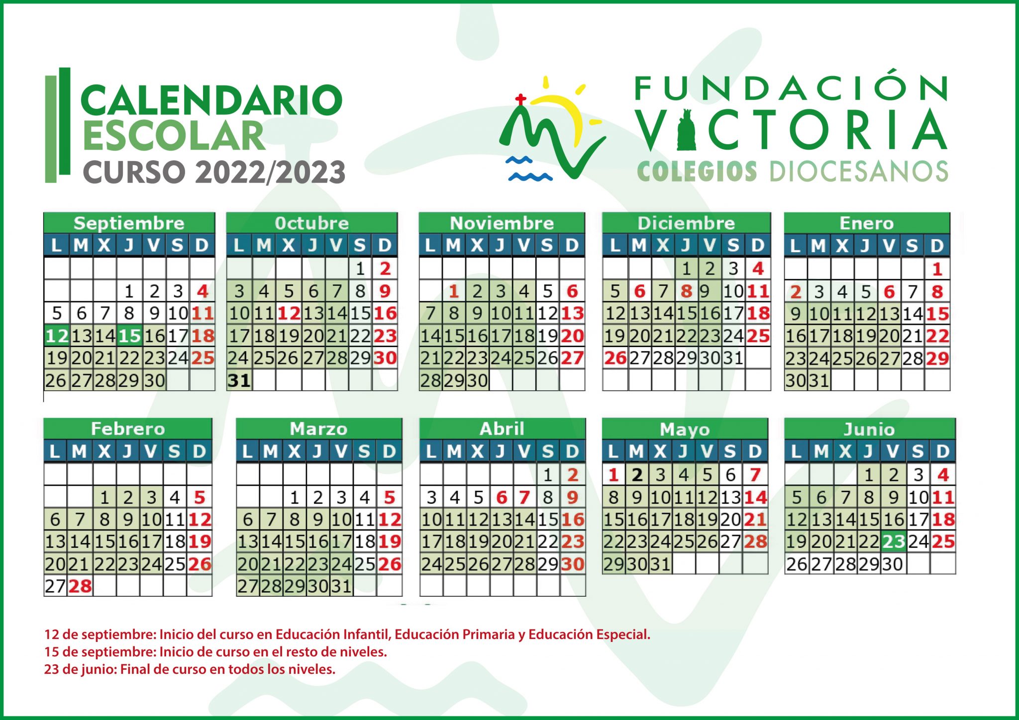 Calendario escolar para el curso 2022/2023 en la provincia de Málaga